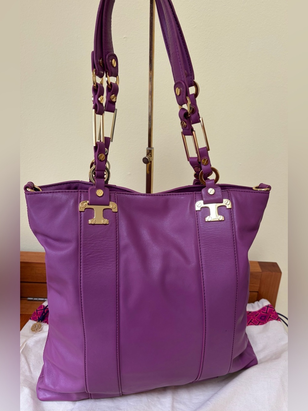 Tory Burch Nico Large Fuchsia Leather Bag